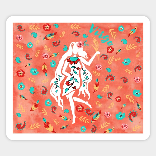 Boho Zodiac Sign- Virgo Astrology Watercolor Illustration Sticker by Winkeltriple